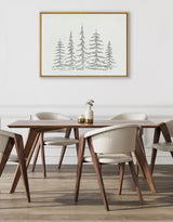 Sylvie Minimalist Evergreen Trees Sketch Framed Canvas