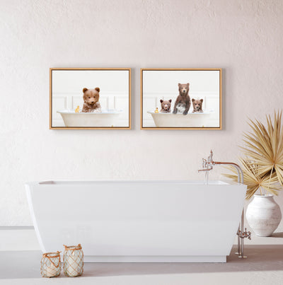 Sylvie Three bears In Bubble Bath Neutral Style Framed Canvas by kateandlaurel - product image 5 for Resin Society