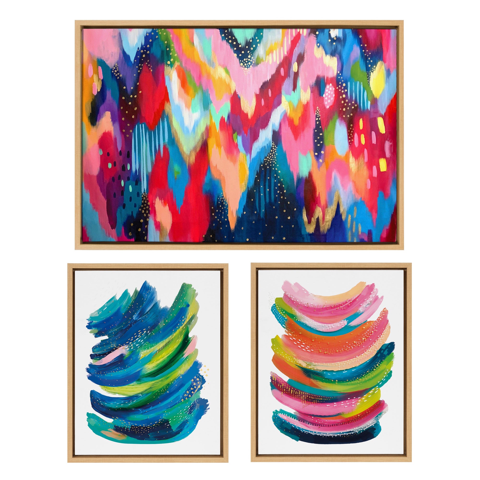 Sylvie Brushstroke and Bright Abstract Framed Canvas Set by kateandlaurel - product image 7 for Resin Society