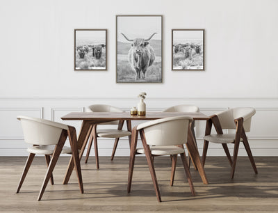 Sylvie Herd of Highland Cows BW Framed Canvas Art Set by The Creative Bunch Studio
