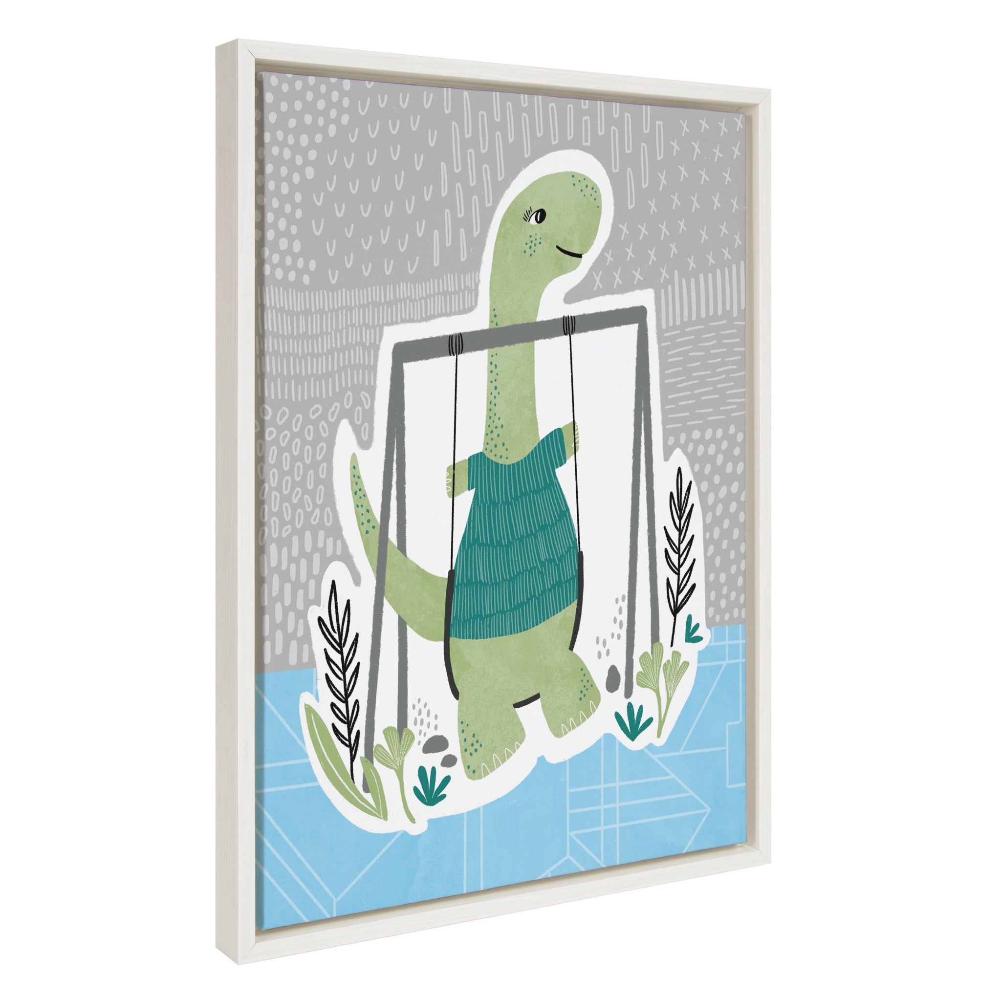 Sylvie Dino at the Park 2 Framed Canvas by Molly Fabiano, White 18x24 by kateandlaurel - product image 2 for Resin Society