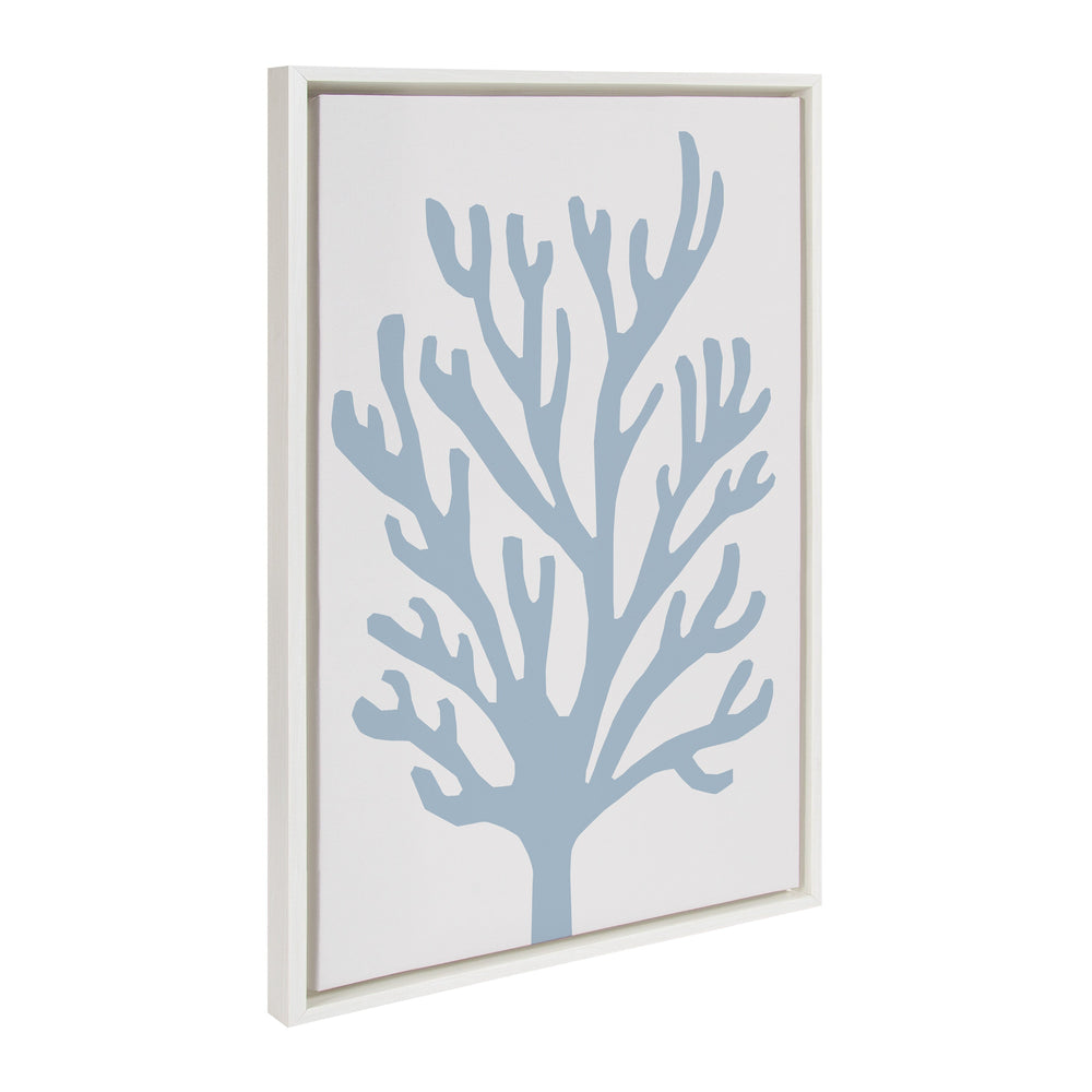 Sylvie Abstract Coral Ocean Blue Framed Canvas by kateandlaurel - main product image for Resin Society