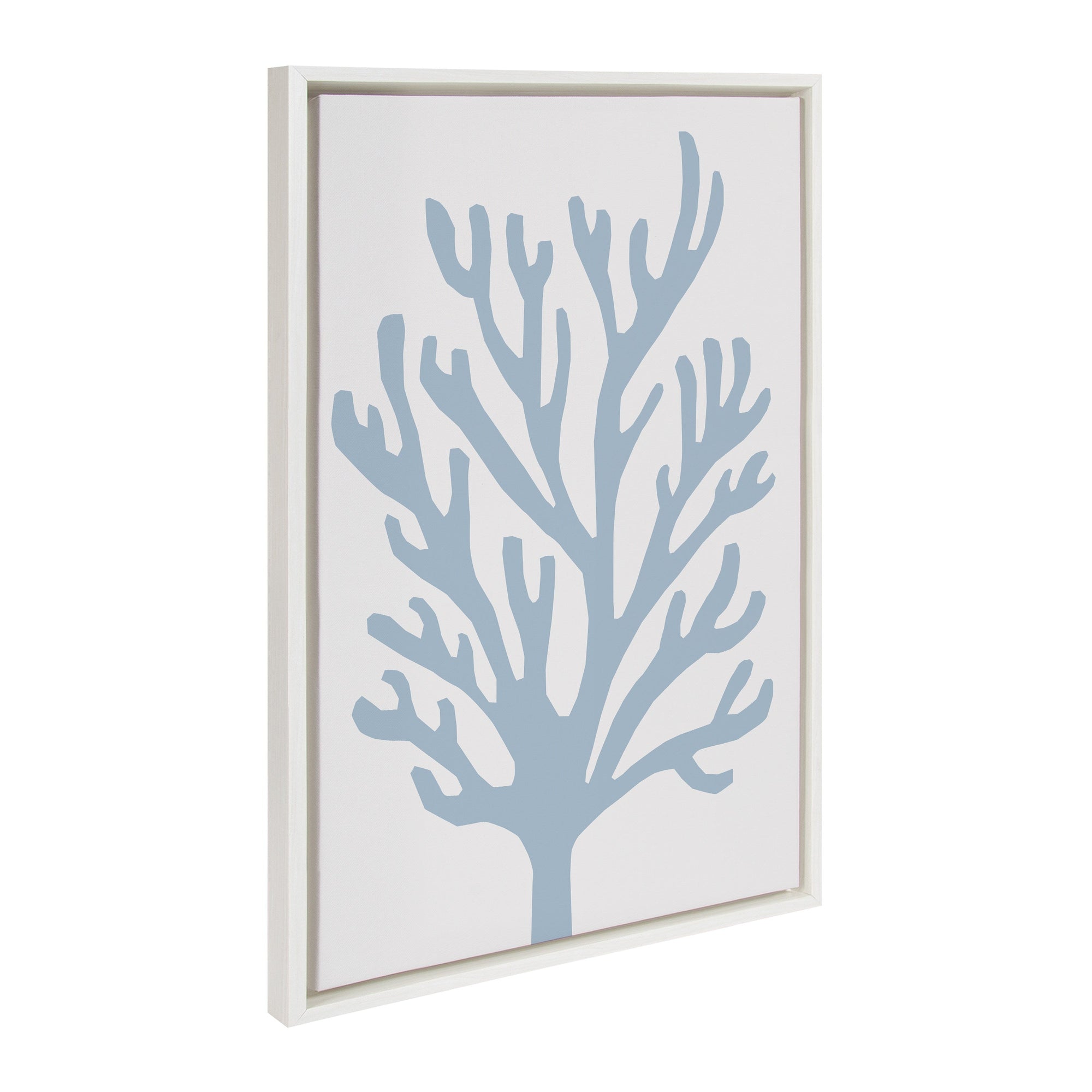 Sylvie Abstract Coral Ocean Blue Framed Canvas by kateandlaurel - main product image for Resin Society