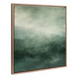 Sylvie Beaded Tonal Abstract Sage Green framed canvas art by The Creative Bunch Studio, depicting abstract forest greens in a vintage beaded frame