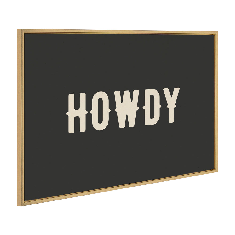 Sylvie Howdy Landscape with black framed canvas art showing a western-themed scene by Honey Island Studio