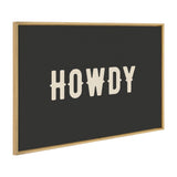 Sylvie Howdy Landscape with black framed canvas art showing a western-themed scene by Honey Island Studio