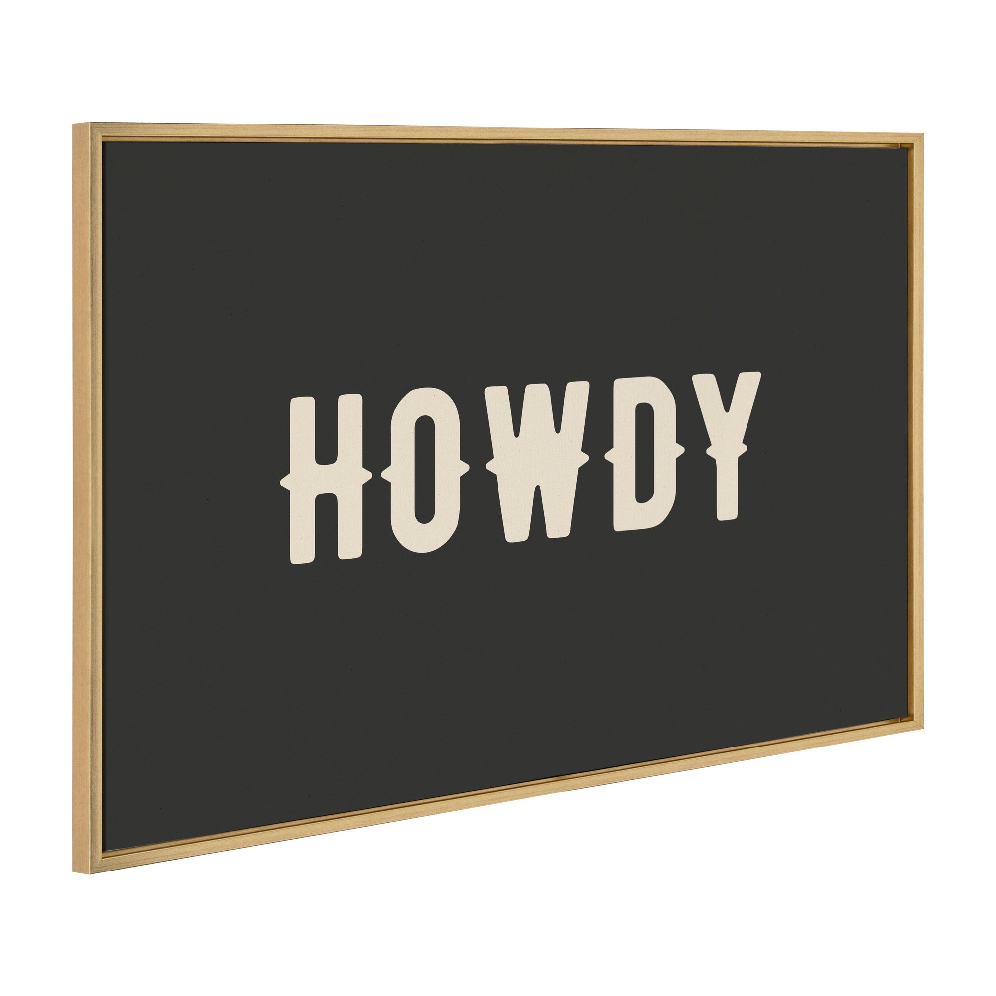 Sylvie Howdy Landscape with black framed canvas art showing a western-themed scene by Honey Island Studio