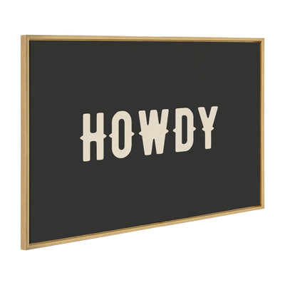 Sylvie Howdy Landscape with black framed canvas art showing a western-themed scene by Honey Island Studio
