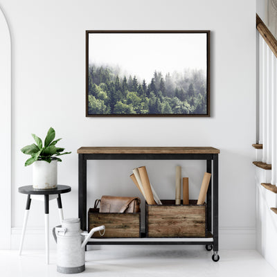 Sylvie Lush Green Forest On A Foggy Day Framed Canvas