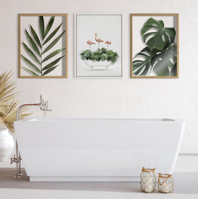Sylvie 3 Flamingos In Vintage Bathtub Framed Canvas by kateandlaurel - product image 6 for Resin Society