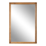 Rectangular wall mirror with a simple light brown wooden frame featuring a smooth finish and slightly beveled inner edge, shown against a white background.