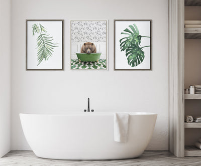 Sylvie Big Bear In Eclectic Green Bath Framed Canvas by kateandlaurel - product image 11 for Resin Society