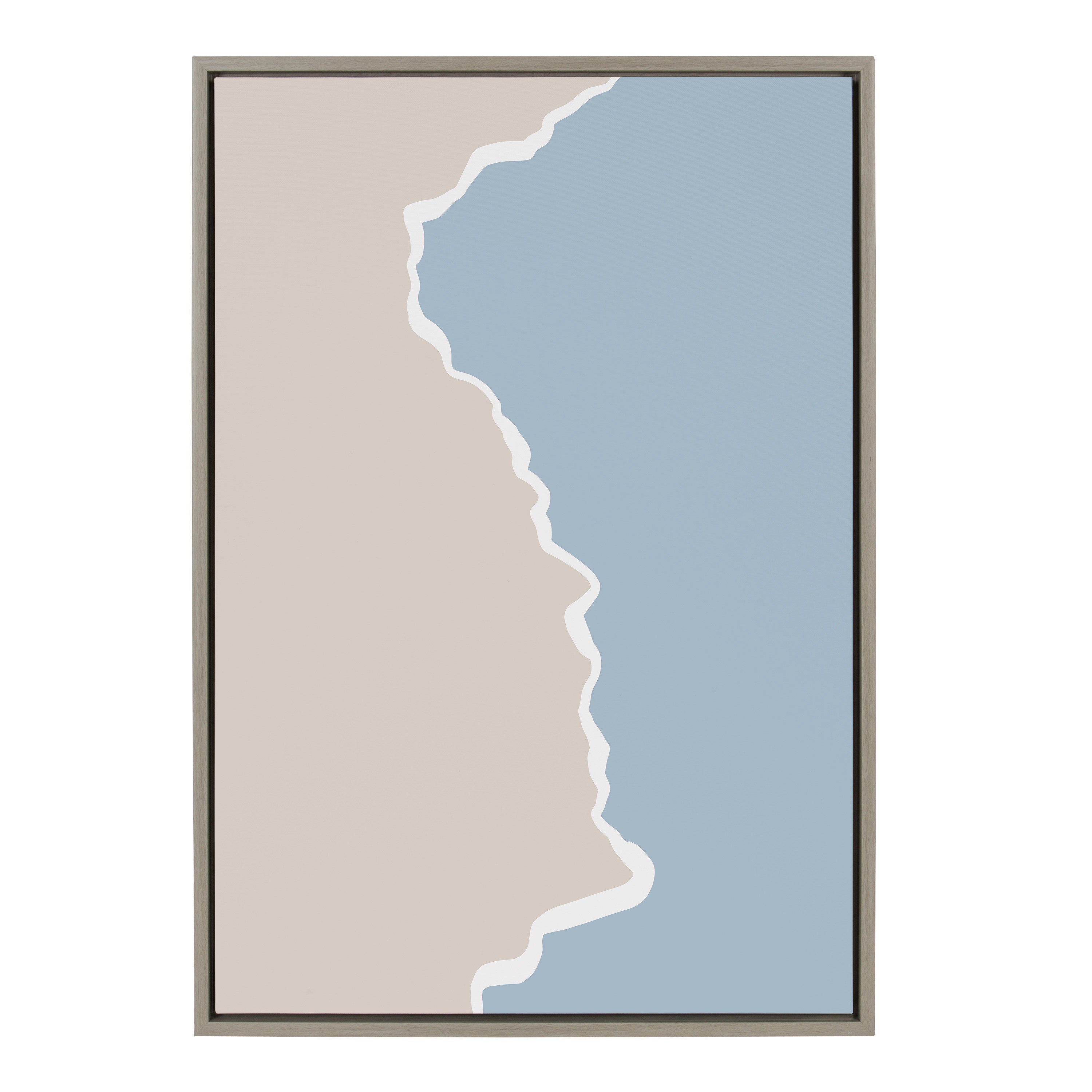 Sylvie Muted Abstract Landscape Beige and Blue Framed Canvas by kateandlaurel - product image 8 for Resin Society