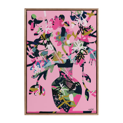 Sylvie Beaded Pinnacle Vase Framed Canvas by Inkheart Designs
