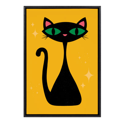 Sylvie Retro Cat Framed Canvas by Carrie Cantwell