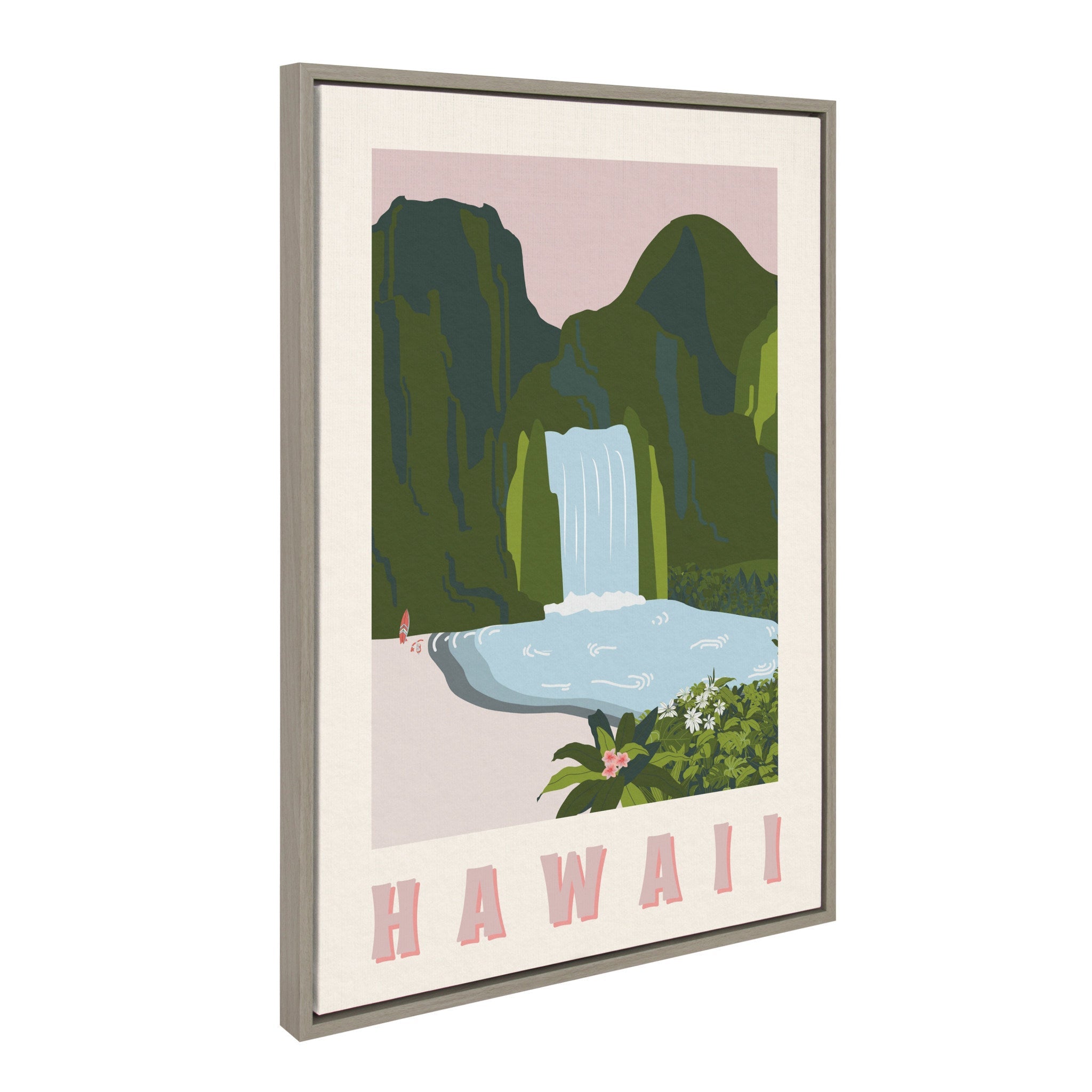 Sylvie Travel Poster Hawaii Framed Canvas by kateandlaurel - product image 2 for Resin Society