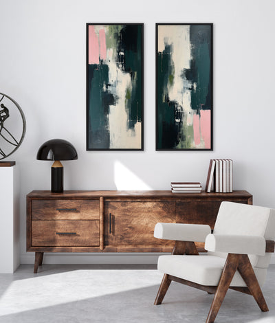 Sylvie Emerald Blush Framed Canvas by Amy Lighthall