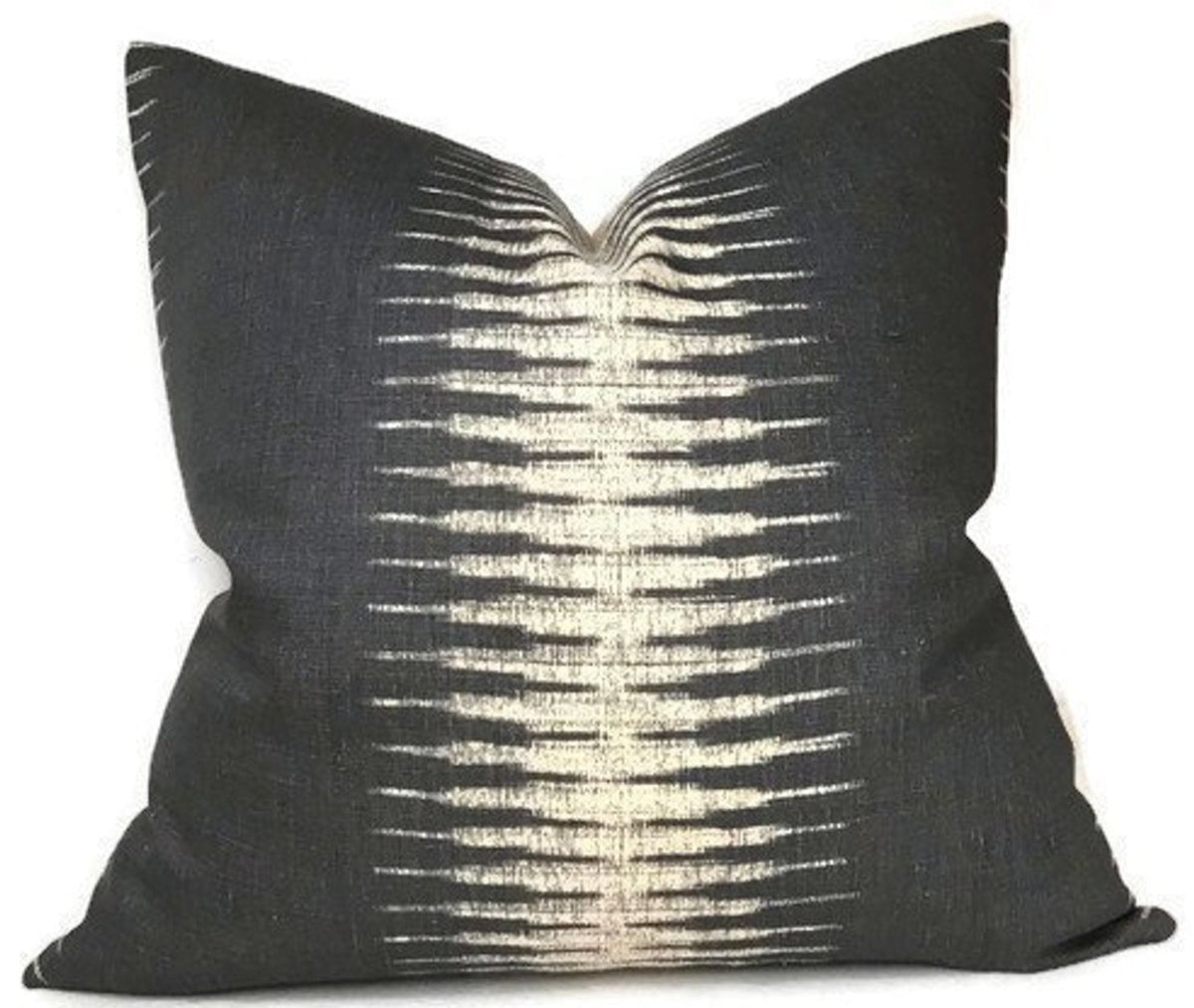 Ikat Pillow Cover in Charcoal, front showing charcoal Ikat print