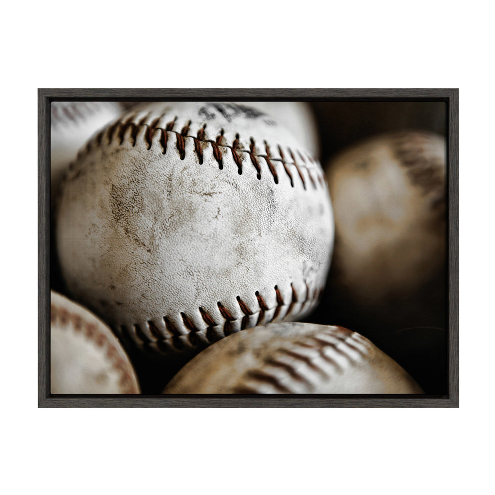 Sylvie Softball Close Up Framed Canvas by kateandlaurel - main product image for Resin Society