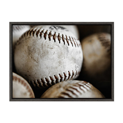 Sylvie Softball Close Up Framed Canvas by kateandlaurel - main product image for Resin Society