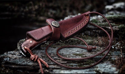 E3 Carbon 1080 neck knife with forged scales, MINI /ROSEWOOD GRIP BY TITAN TC-003 detail image - Resin Society