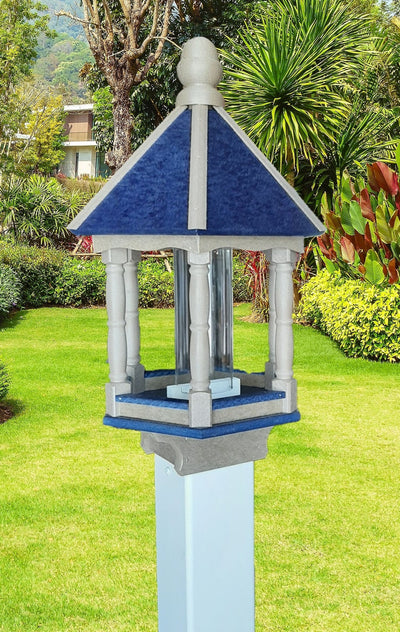 Premium Amish poly bird feeder with feeding tube in outdoor garden setting
