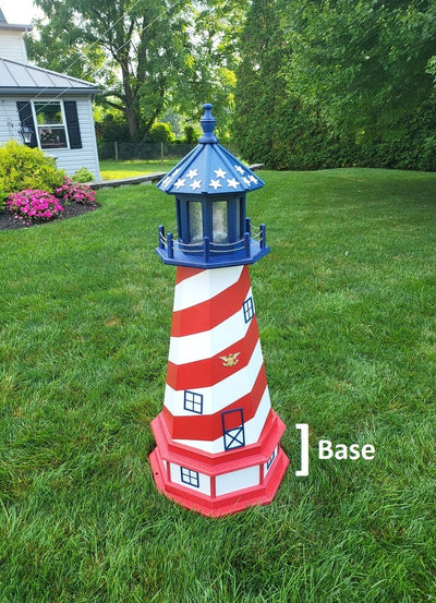 Amish handmade patriotic solar lighthouse garden decor with American flag colors