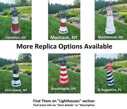 Amish handmade patriotic solar lighthouse garden decor with American flag colors