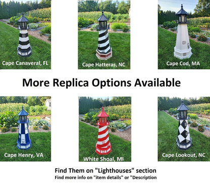 Amish handmade patriotic solar lighthouse garden decor with American flag colors