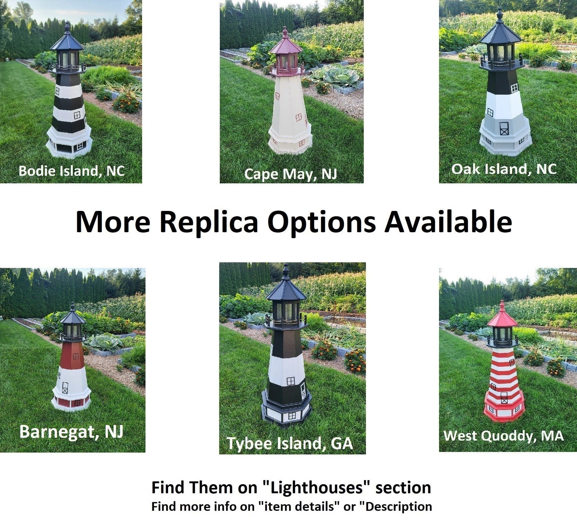 Amish handmade patriotic solar lighthouse garden decor with American flag colors