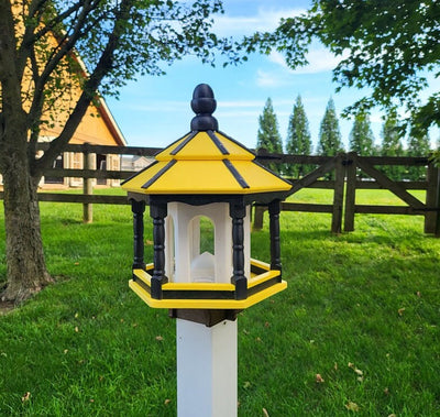 Amish handmade gazebo bird feeder in outdoor garden setting