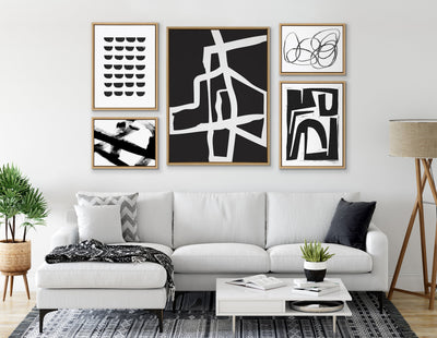 Sylvie Bold Sophisticated Abstract White Stroke Framed Canvas by kateandlaurel - product image 11 for Resin Society