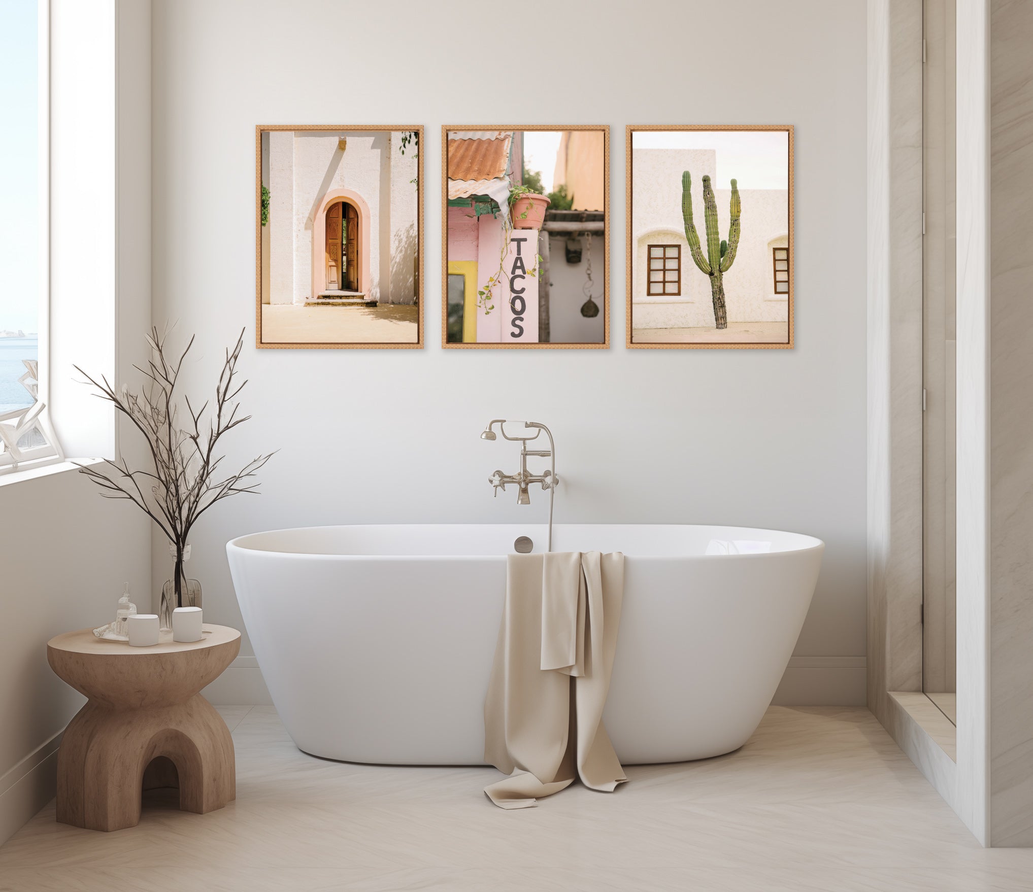 Sylvie Cabo San Lucas No 4, Isla Holbox No 3, Cactus no 2 Mexico Framed Canvas Art Set by Crystal Lynn Collins