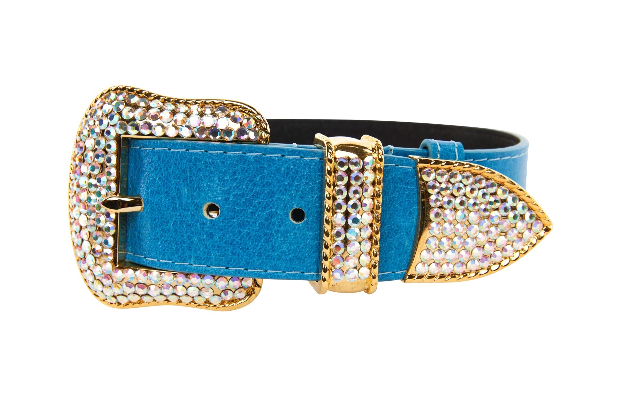 Vegetable Colored Italian Leather Collar With Gold Swarovski Crystal by Allysa Payne Beverly Hills - main product image for Resin Society