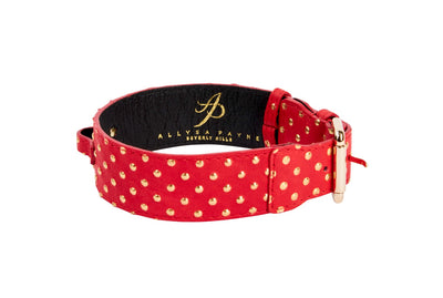 Red & Gold Polka Dot Italian Leather Classic Collar by Allysa Payne Beverly Hills - product image 2 for Resin Society