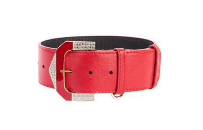 Red Italian Leather Collar With Hollywood Glam Italian Hardware by Allysa Payne Beverly Hills - main product image for Resin Society