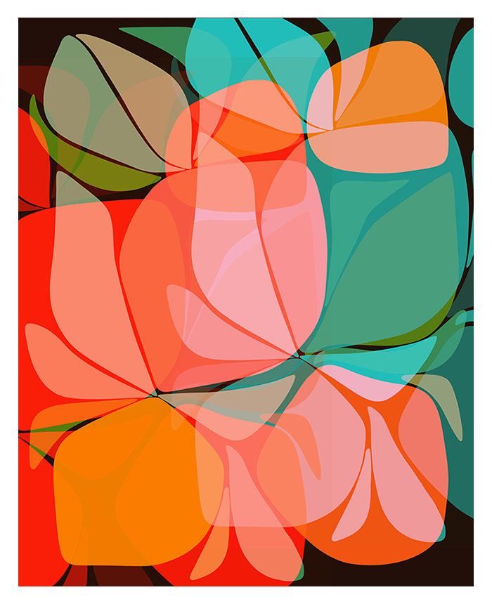 Abstract Citrus #3 botanical artwork showing bold citrus shapes in soft orange hues on a matte fine art print