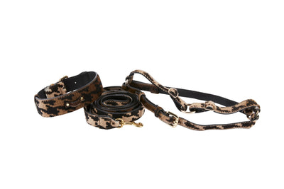 Houndstooth Hair On Hide On Hide Italian Leather Collar