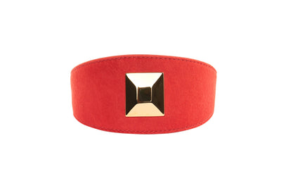 Orange Hair On Hide Italian Leather With Our Large Gold Custom Rivet