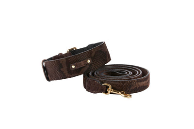 Brown Snake Print Hair On Hide Italian Leather With Classic Hardware