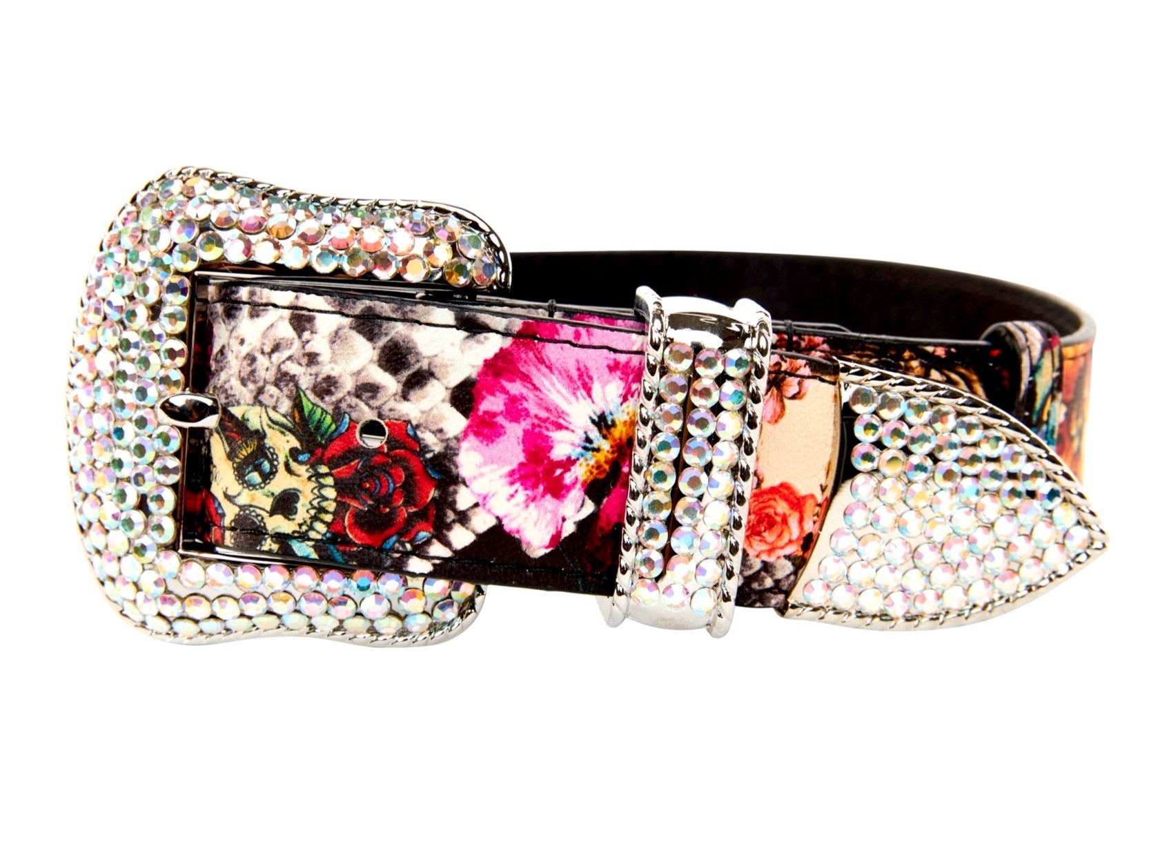Floral, Scull, Snake Print Italian Leather Collar With Swarovski by Allysa Payne Beverly Hills - main product image for Resin Society