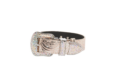 Soft Pink/Silver Floral Print Italian Leather With Silver Swarovski by Allysa Payne Beverly Hills - product image 2 for Resin Society