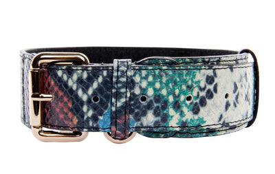 Green, Blue, Black, Red Embossed Snake Italian Leather Collar With Gold by Allysa Payne Beverly Hills - product image 2 for Resin Society