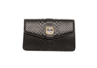 Black Python Clutch With Custom Swarovski Crystal by Allysa Payne Beverly Hills - main product image for Resin Society