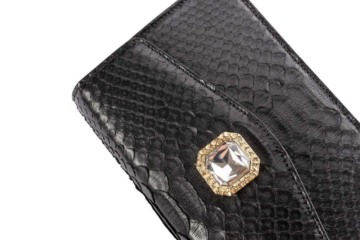 Black Python Clutch With Custom Swarovski Crystal by Allysa Payne Beverly Hills - product image 2 for Resin Society