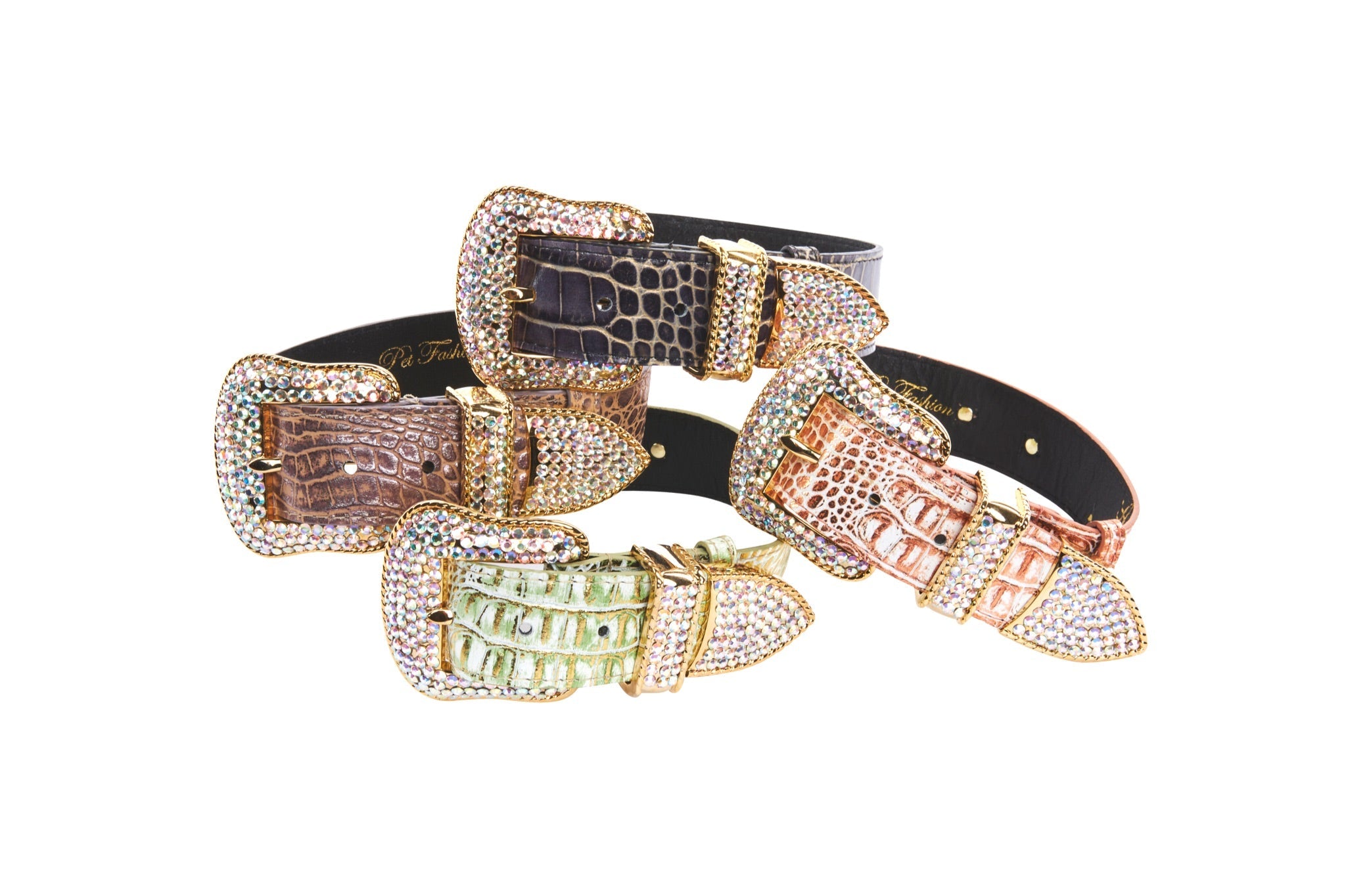 Embossed Croc Italian Leather/Swarovski Crystals Collars. Set Of 4 by Allysa Payne Beverly Hills - product image 5 for Resin Society