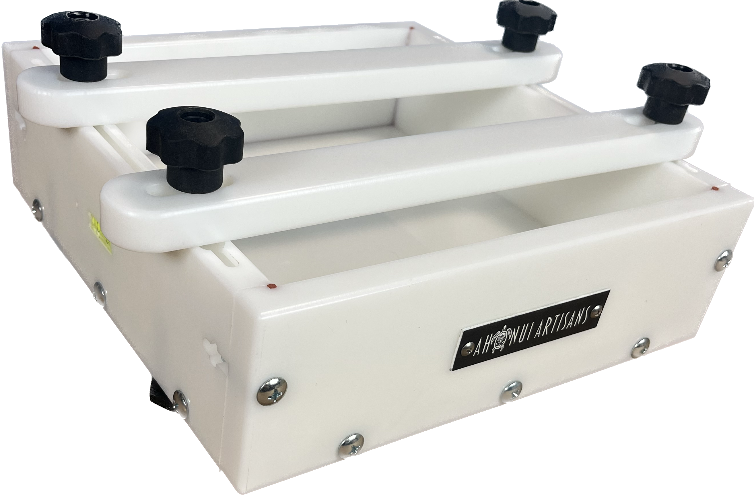 Ahonui Artisans 11x11x3 inch HDPE epoxy resin casting form with clamps and leveling feet