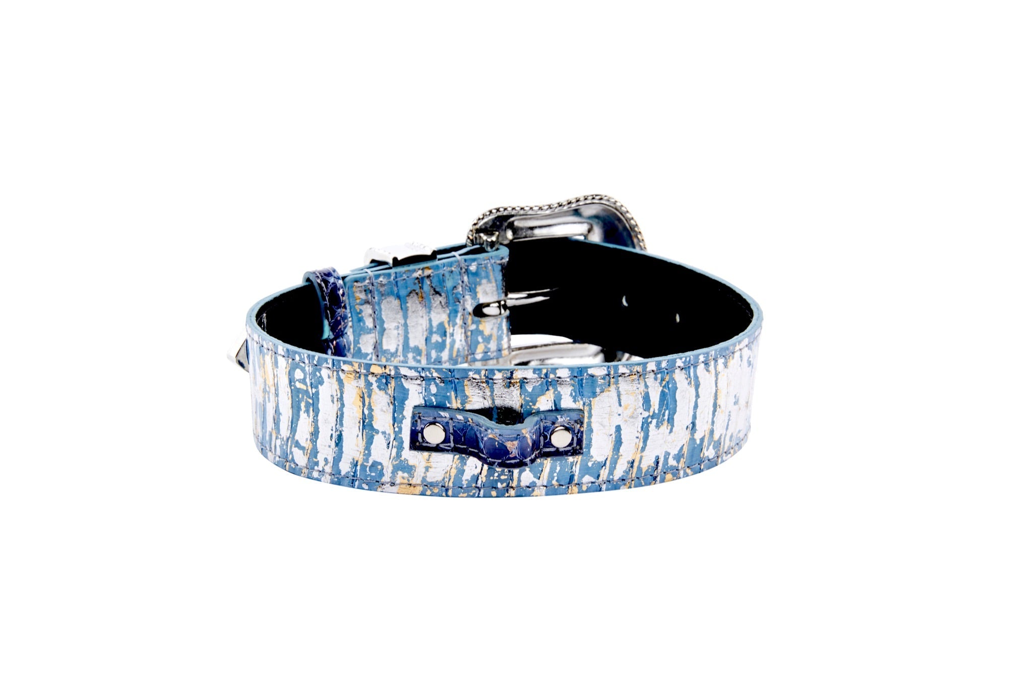 Light Blue/Dark Blue Silver Iridescent Snake/Swarovski Collar by Allysa Payne Beverly Hills - product image 3 for Resin Society