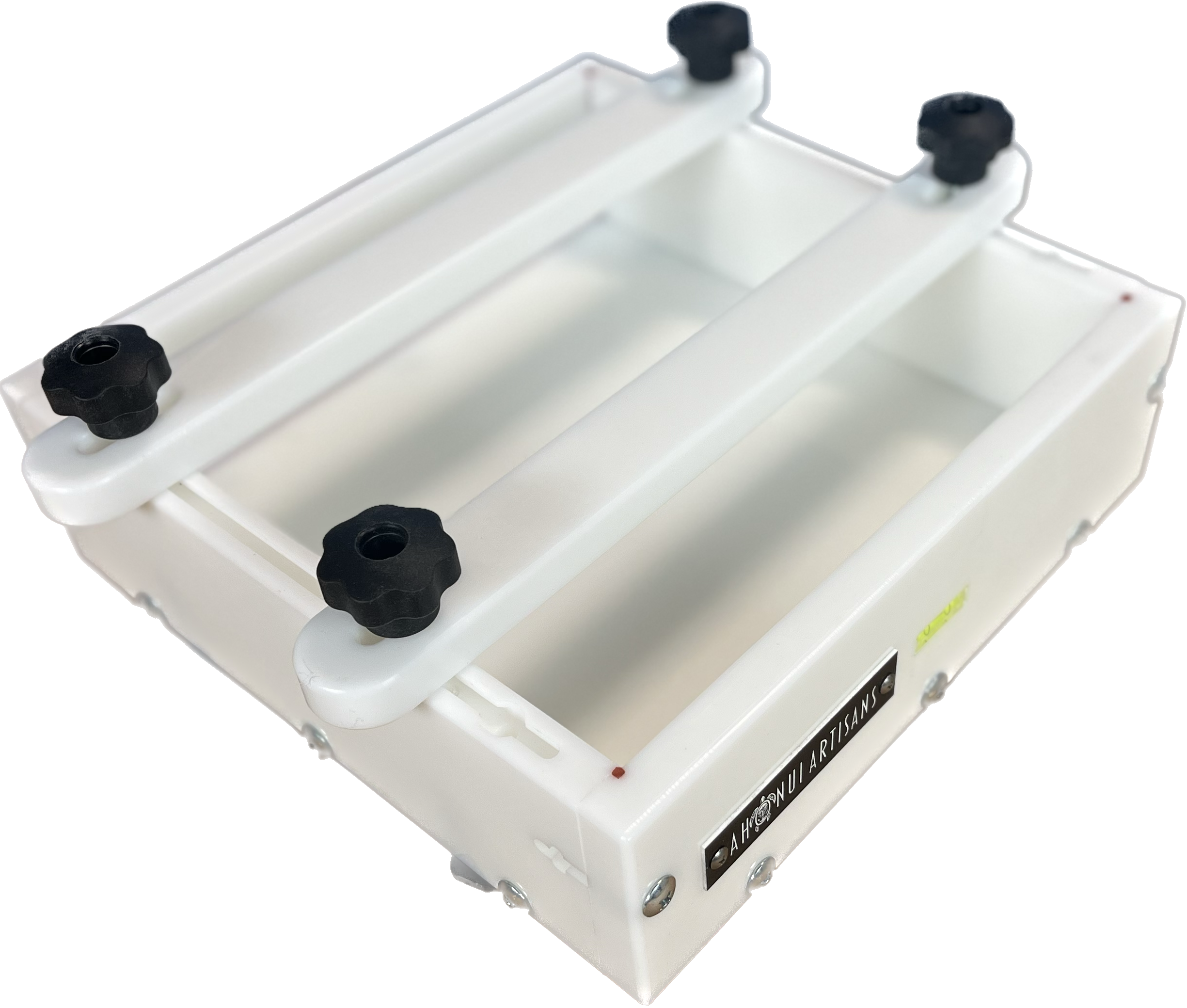 Ahonui Artisans 11x11x3 inch HDPE epoxy resin casting form with clamps and leveling feet