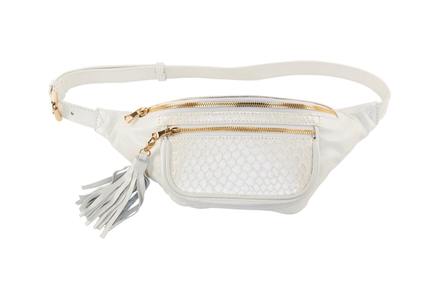 Pearl White Italian Leather/Pearl White Tilapia Fanny by Allysa Payne Beverly Hills - main product image for Resin Society